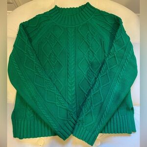 Gap ladies green cable knit cotton sweater petite XS Christmas